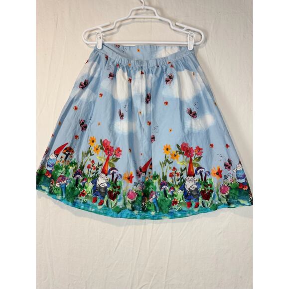 Modcloth Gnomes A Line Skirt US Women's Size Medium Whimsical Fairy Floral‎ Mini - Picture 7 of 10